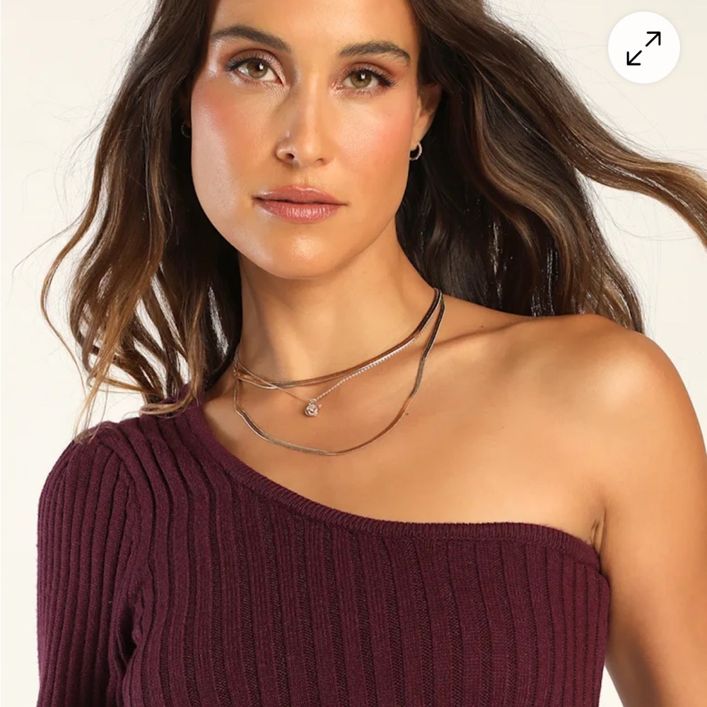Lulu's Abundant Allure Plum Purple One-Shoulder Sweater Dress - Picture 7 of 12